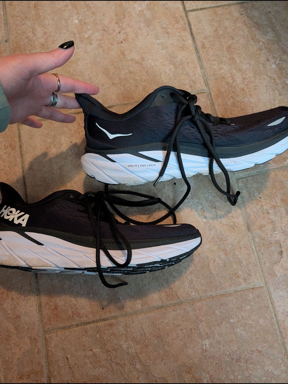 Hoka Black and White Running Shoes